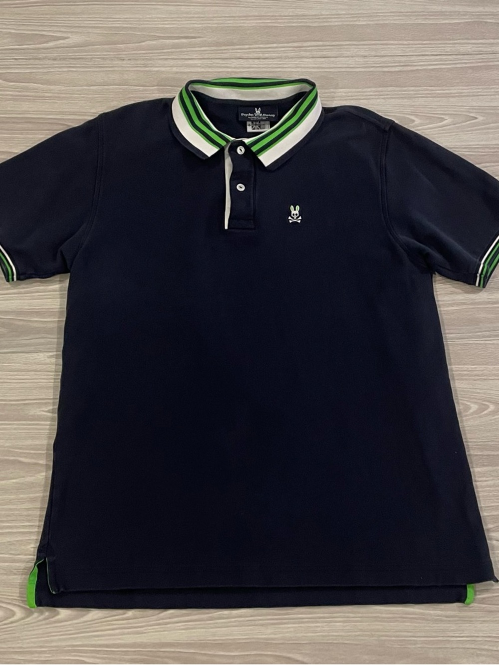 Psycho Bunny Short Sleeve Cotton Polo Shirt Blue Green Men’s Size Medium